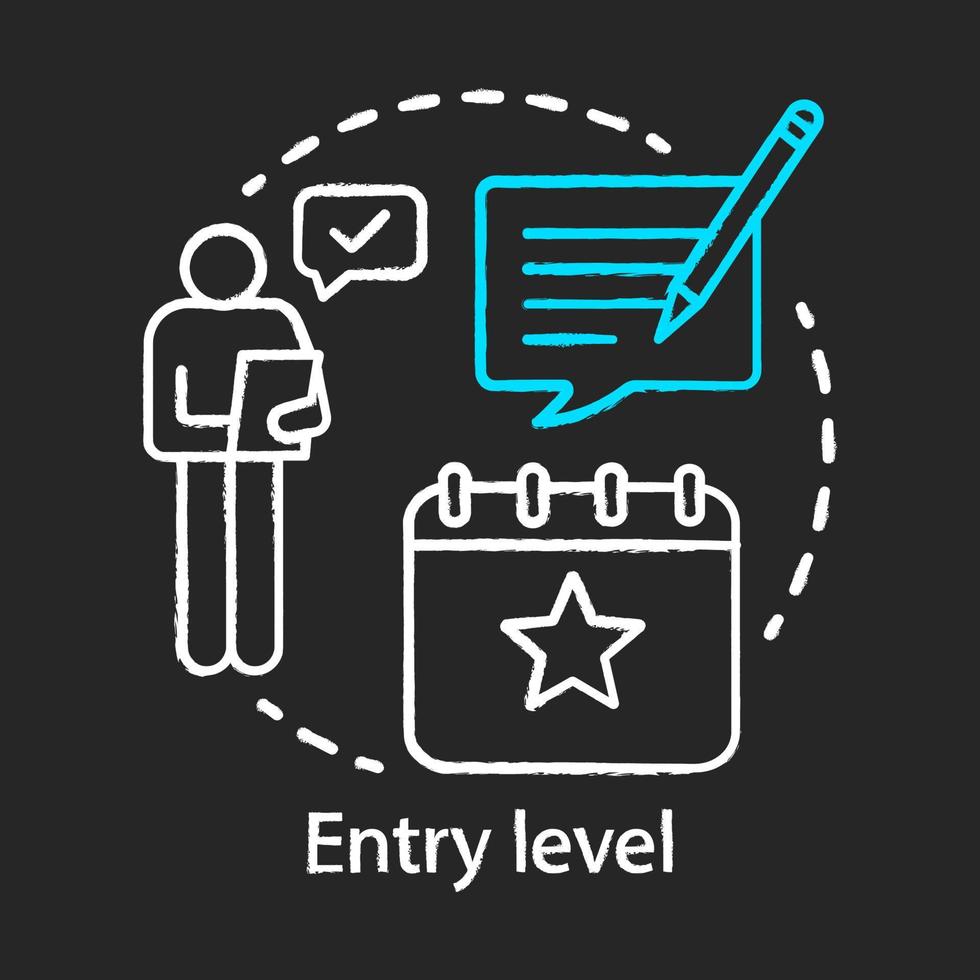 Entry level chalk icon. Job for graduates. Work without prior experience. Part-time employment. Minimal professional experience. Internship. Isolated vector chalkboard illustration