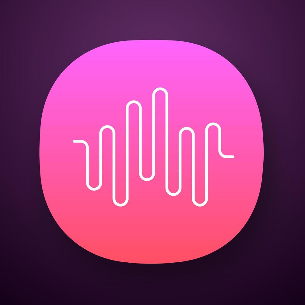 Music rhythm wave app icon. Disco party, soundtrack playing. Sound wave. Audio volume, equalizer level. Digital soundwave. UI UX user interface. Web, mobile application. Vector isolated illustration