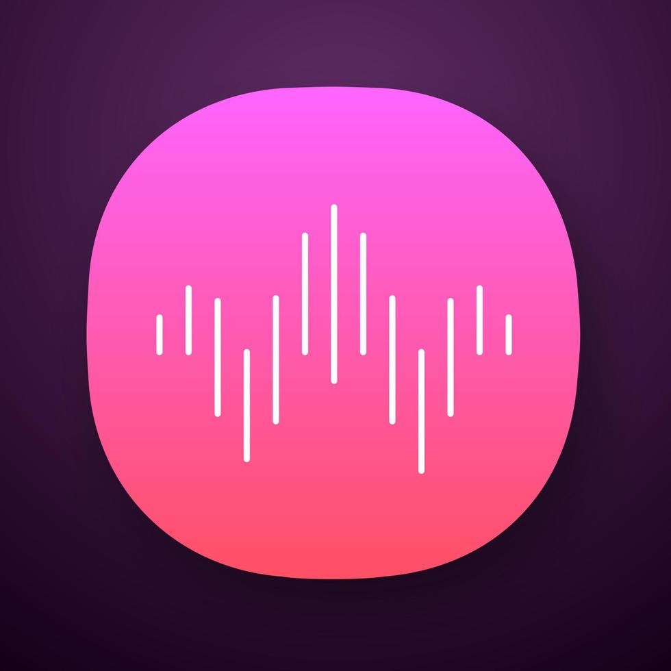 Dj sound wave app icon. Soundtrack play abstract form. Song, melody soundwave. Audio geometric waveform. Stereo frequency. UI UX user interface. Web, mobile application. Vector isolated illustration