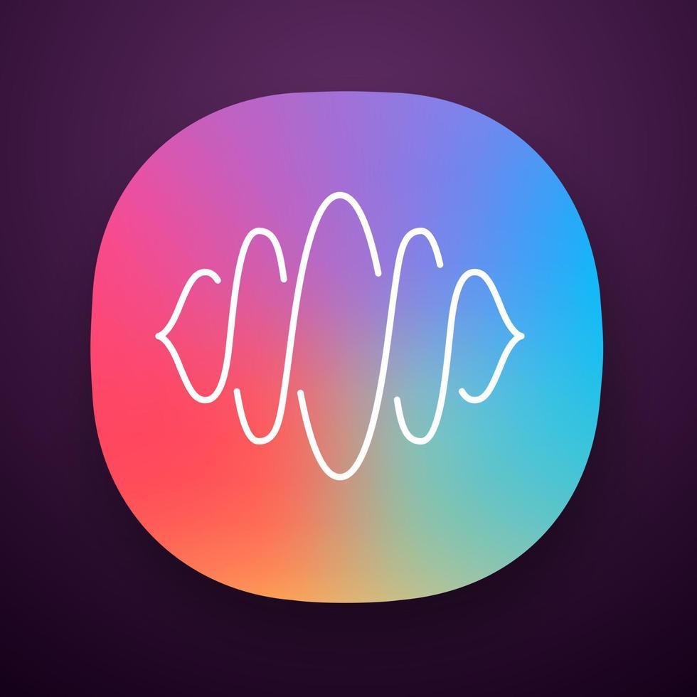 Abstract soundwave app icon. Audio wave curves. Voice recording, vibration, noise level. Music rhythm, volume waveform. UI UX user interface. Web or mobile application. Vector isolated illustration