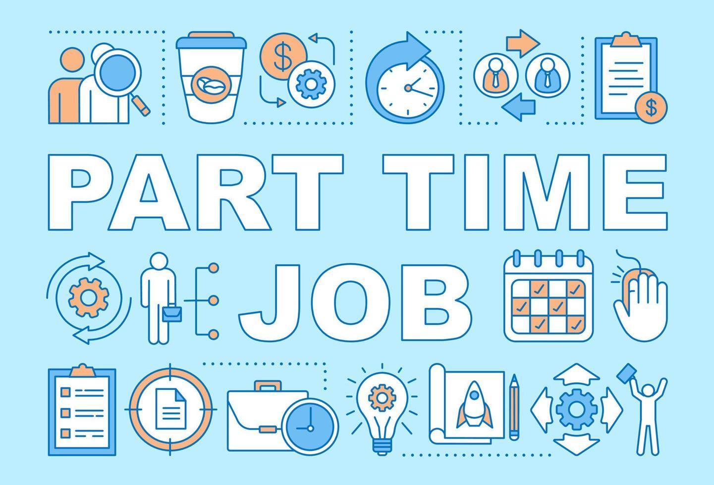 Part time job word concepts banner. Temporary, short-term 