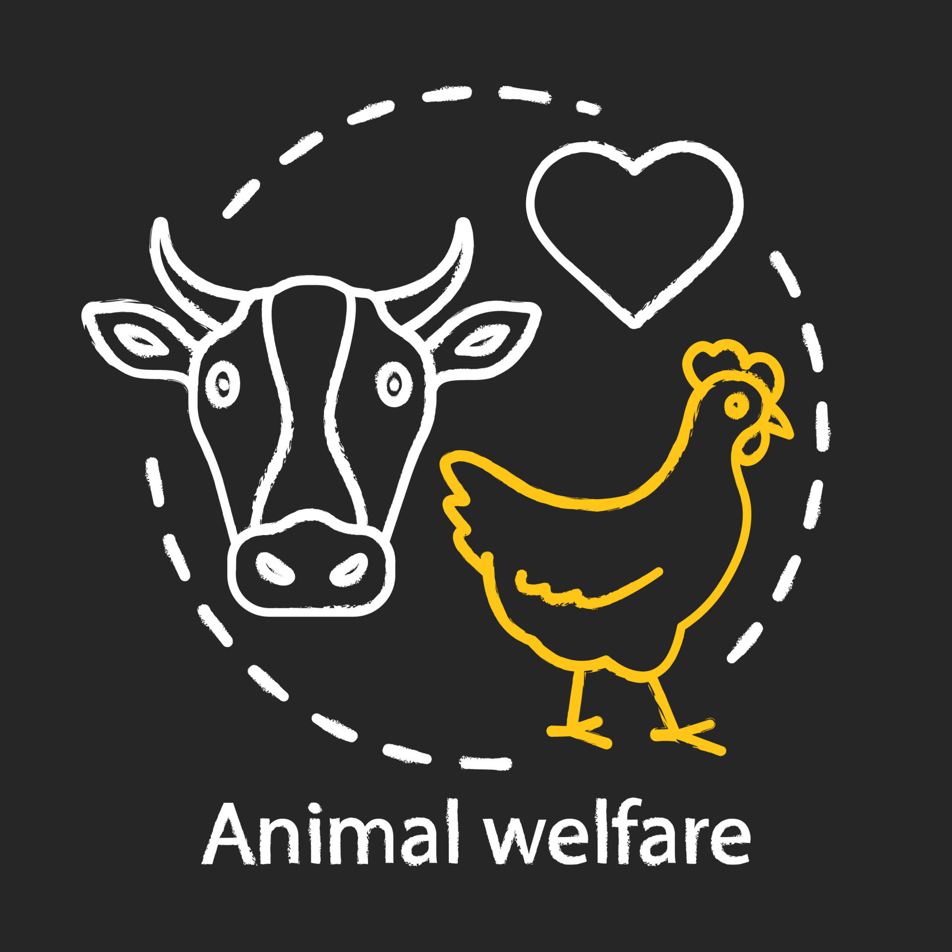 Animal welfare care chalk concept icon Voluntary wildlife protection 