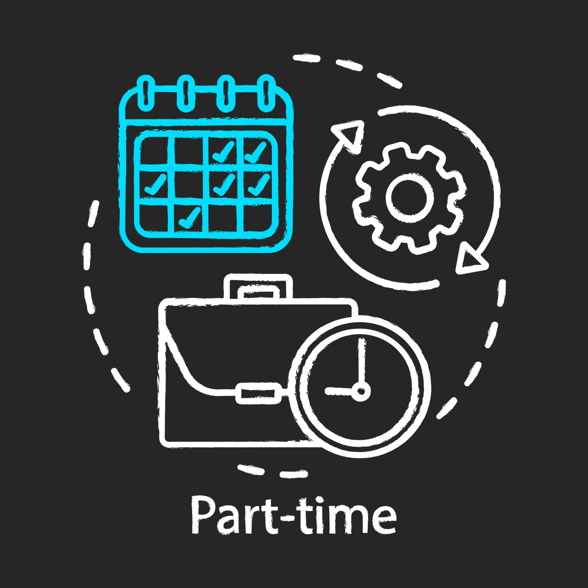 Parttime chalk icon. Work in shifts. Temporary, shortterm employment