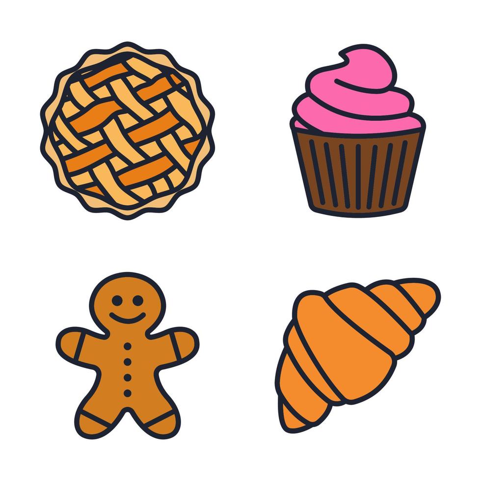 Bakery shop set icon symbol template for graphic and web design collection logo vector illustration