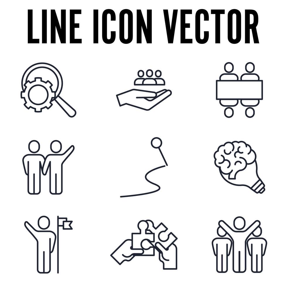 plantilla de símbolo de icono de conjunto de trabajo en equipo para ilustración de vector de logotipo de colección de diseño gráfico y web