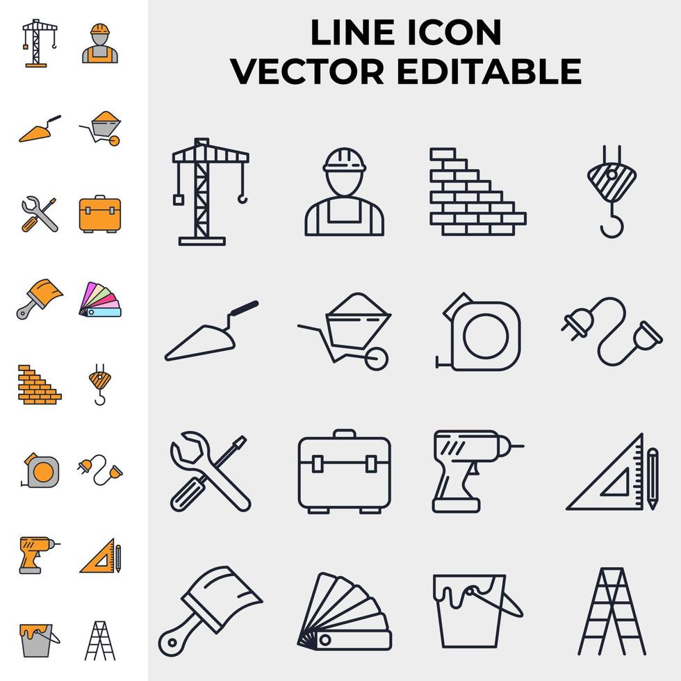 construction set icon symbol template for graphic and web design collection logo vector illustration