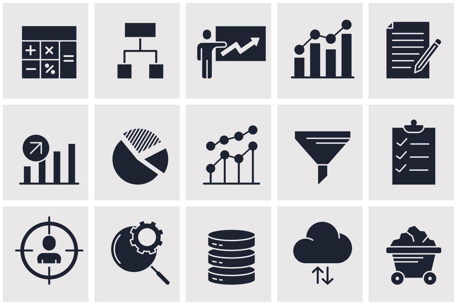 Data analysis set icon symbol template for graphic and web design collection logo vector illustration