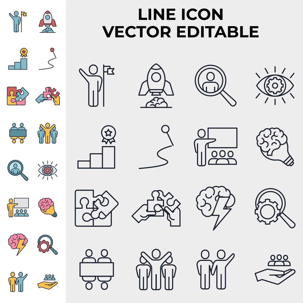 plantilla de símbolo de icono de conjunto de trabajo en equipo para ilustración de vector de logotipo de colección de diseño gráfico y web