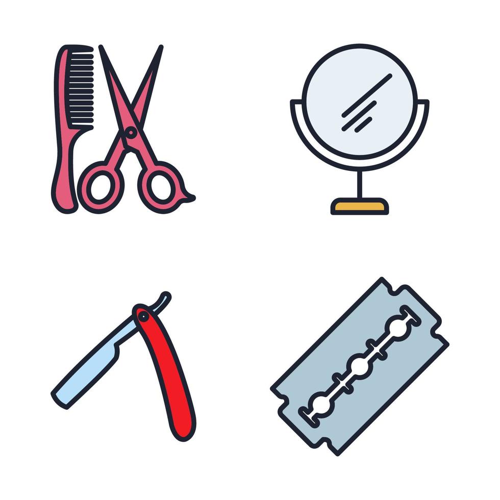 Barber shop set icon symbol template for graphic and web design collection logo vector illustration