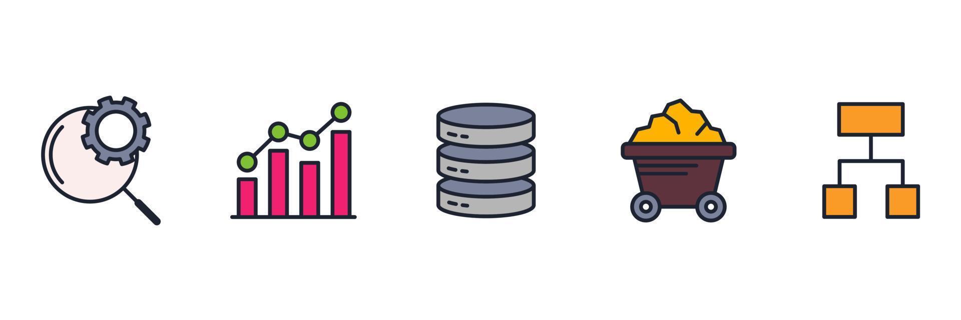 Data analysis set icon symbol template for graphic and web design collection logo vector illustration