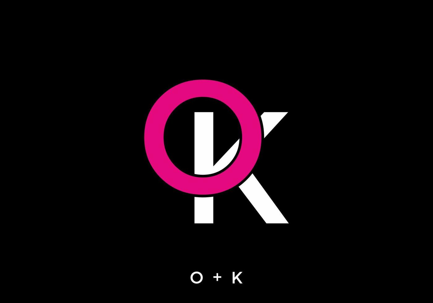 Pink white color of OK initial letter vector