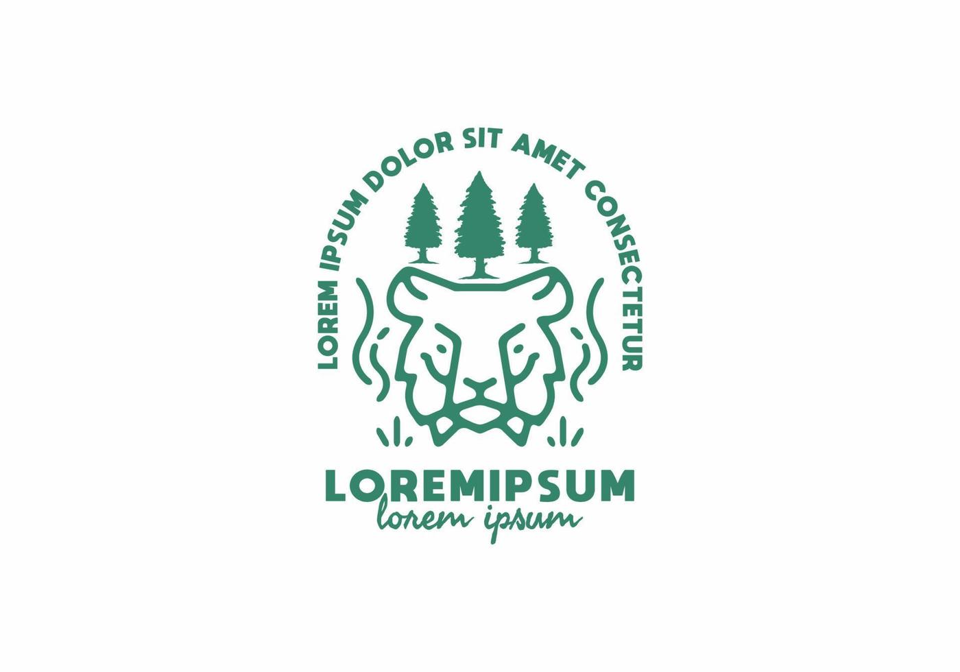 Tiger head line art with lorem ipsum text vector