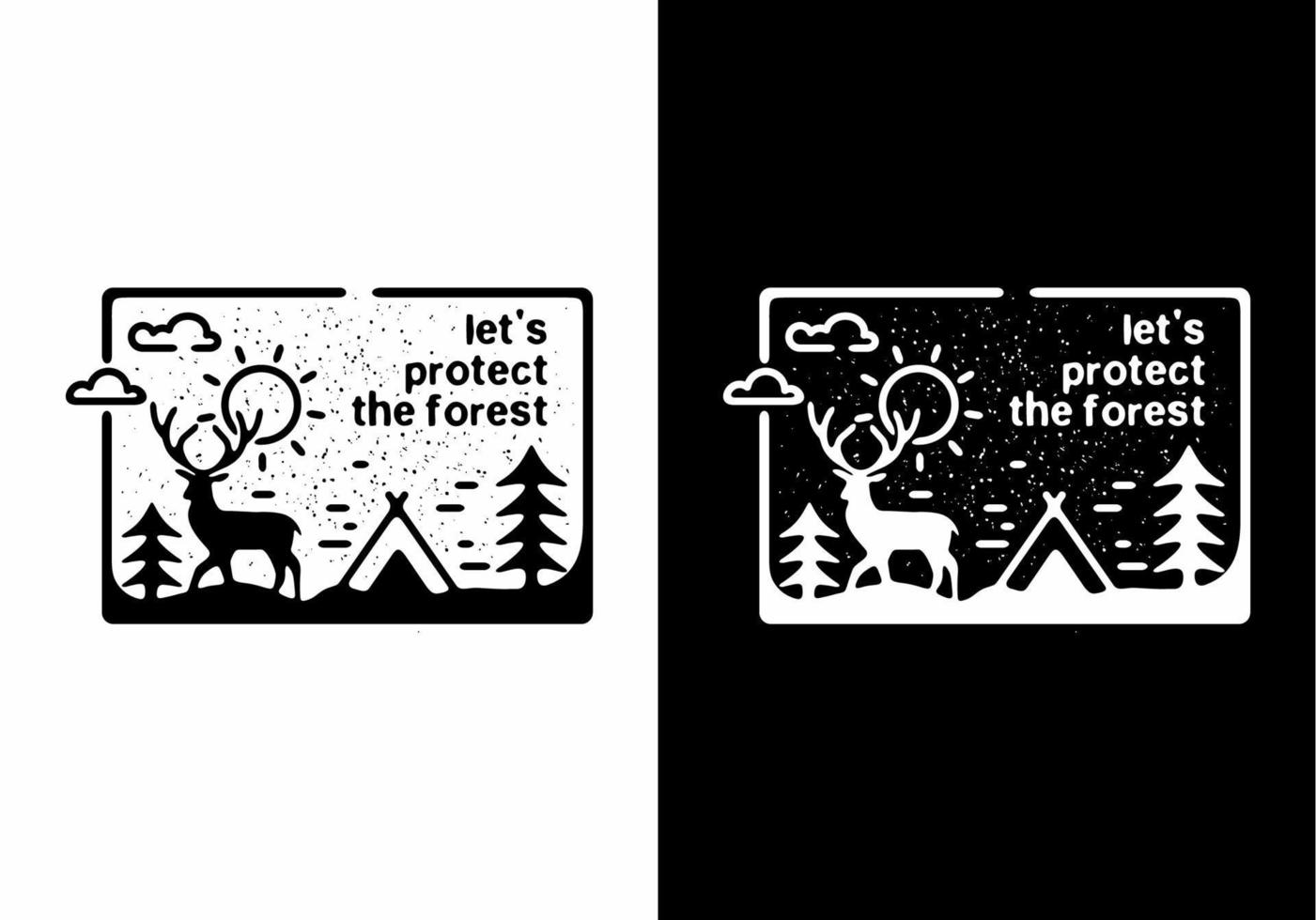 proteger la ilustración de arte de línea de bosque vector