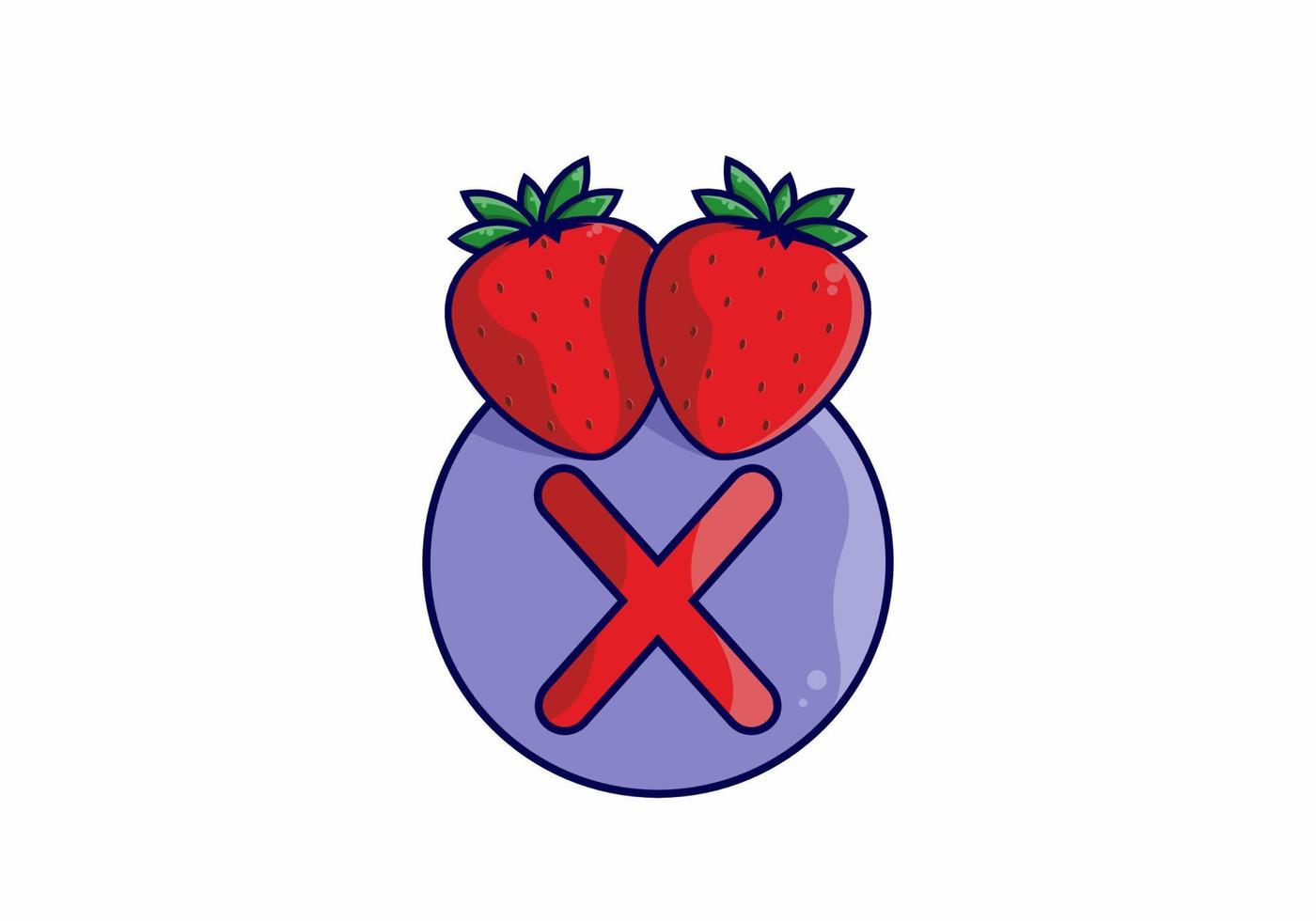 Red strawberry with X initial letter vector