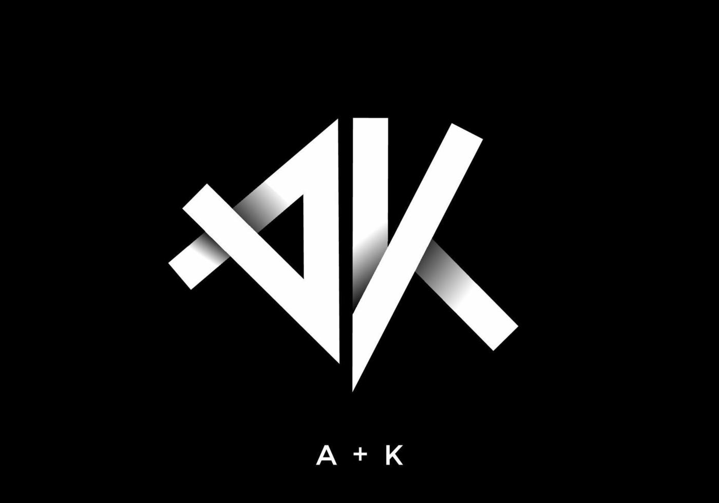 White black color of AK initial letter vector