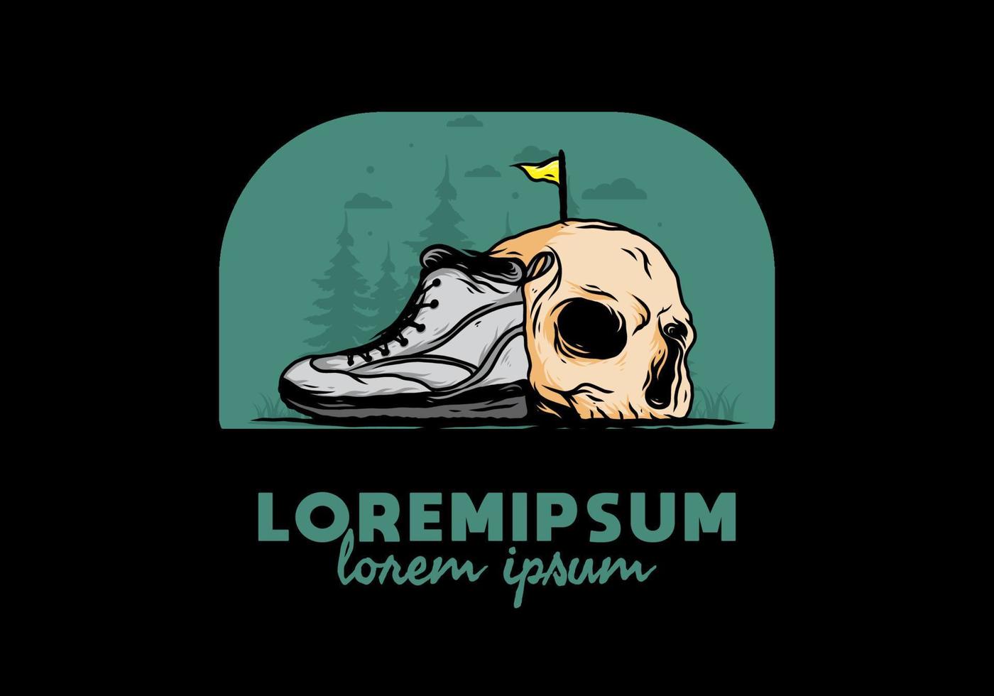 Outdoor boots and skull illustration vector