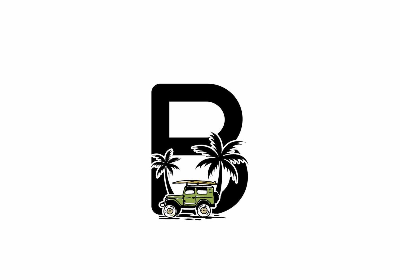 Off road car with B initial letter vector