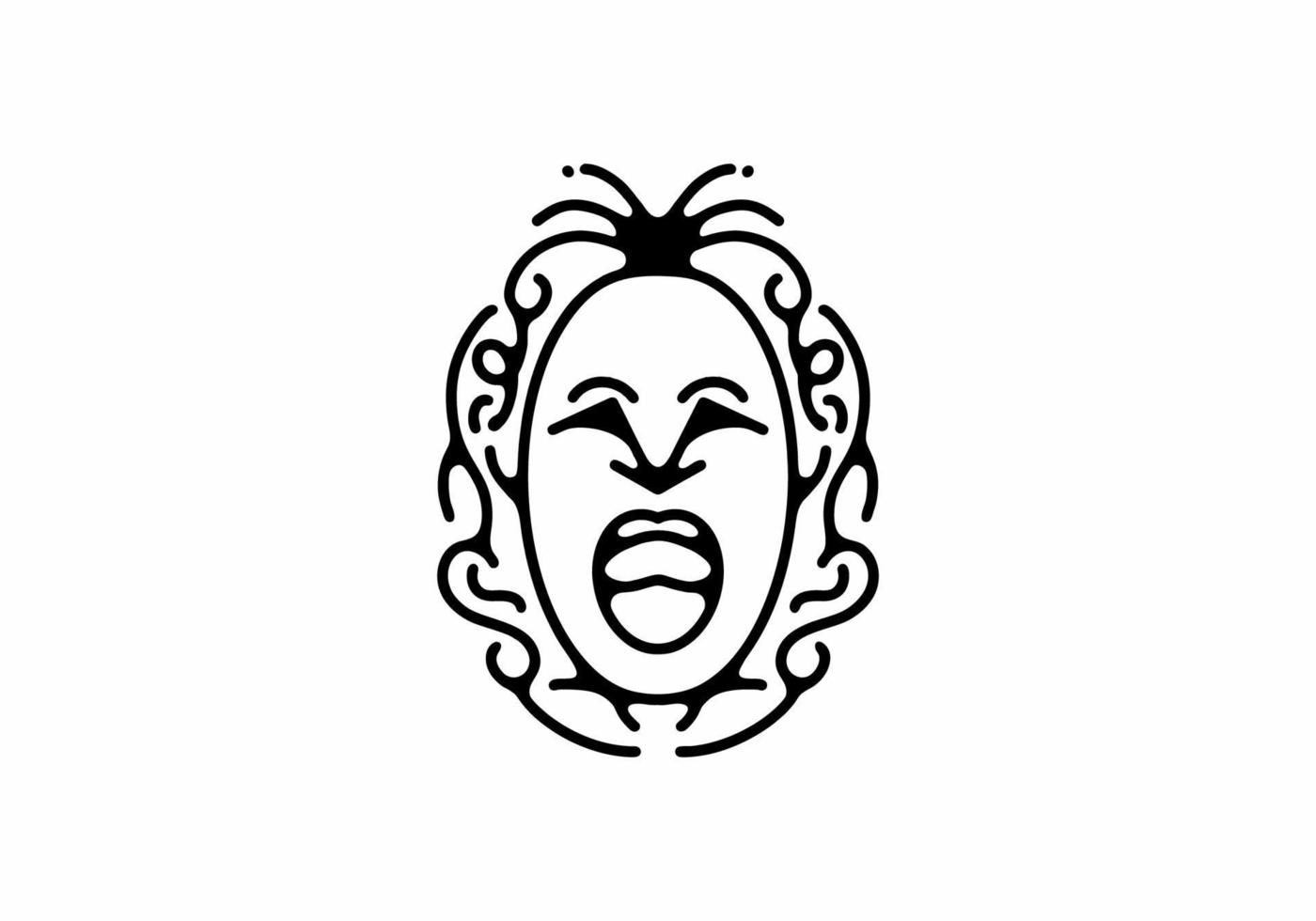 scream face line art illustration vector