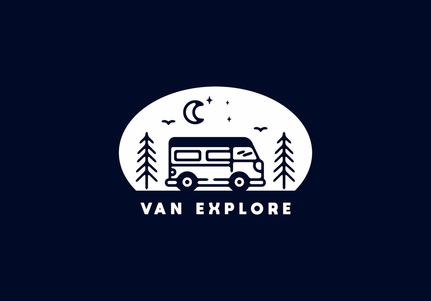 Van explore line art illustration vector