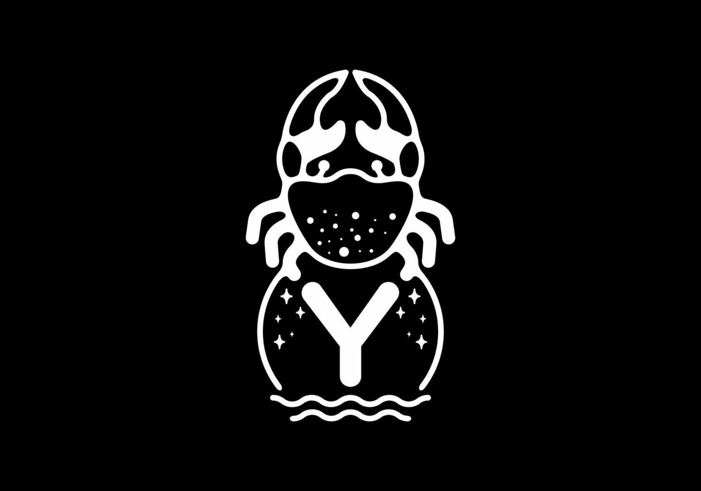 White black crab line art with Y initial letter vector