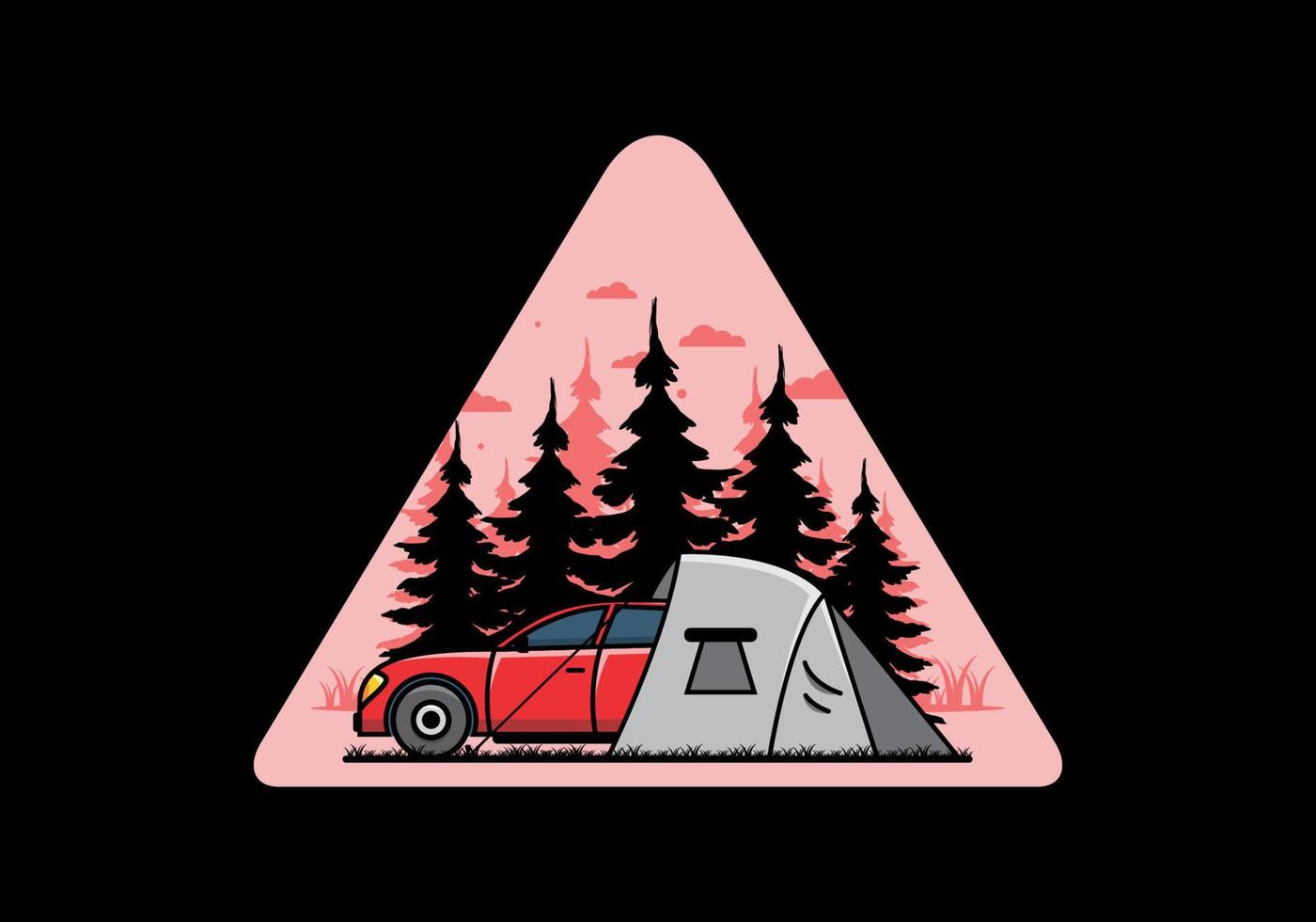 camping nocturno con ilustración de coche vector