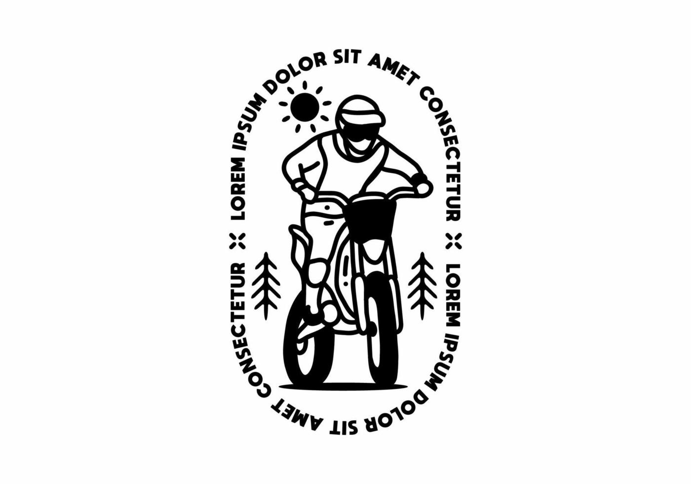 insignia de motocicleta de sendero salvaje con texto de lorem ipsum vector