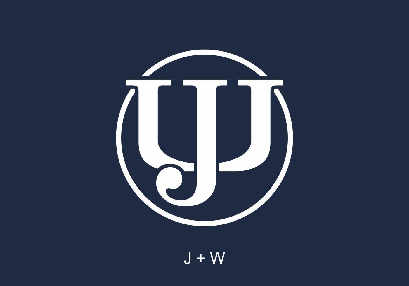 White color of JW initial letter vector