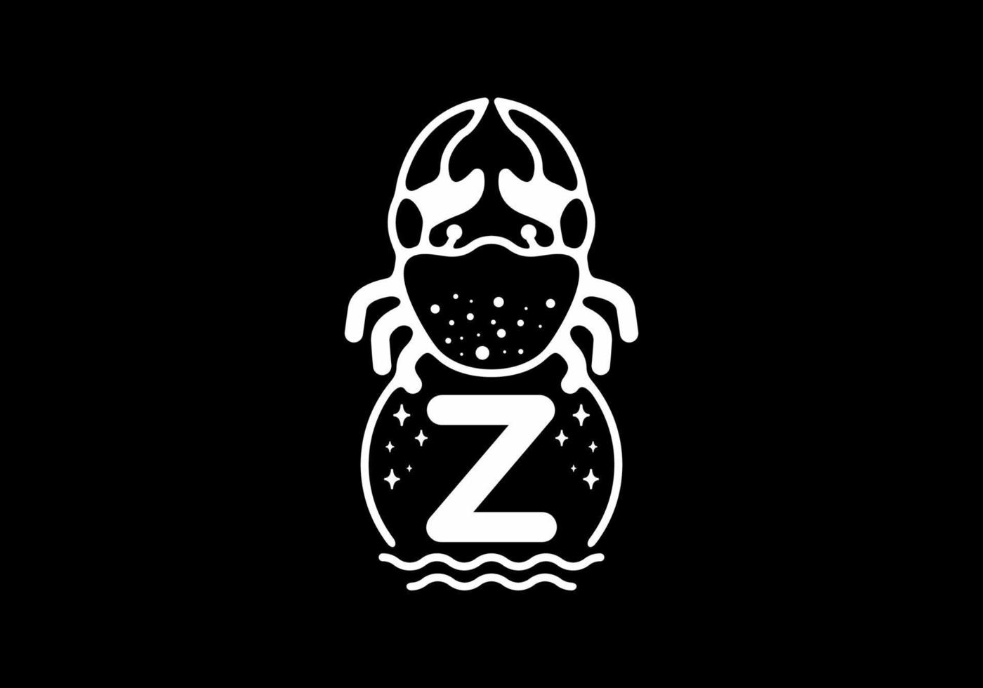 White black crab line art with Z initial letter vector