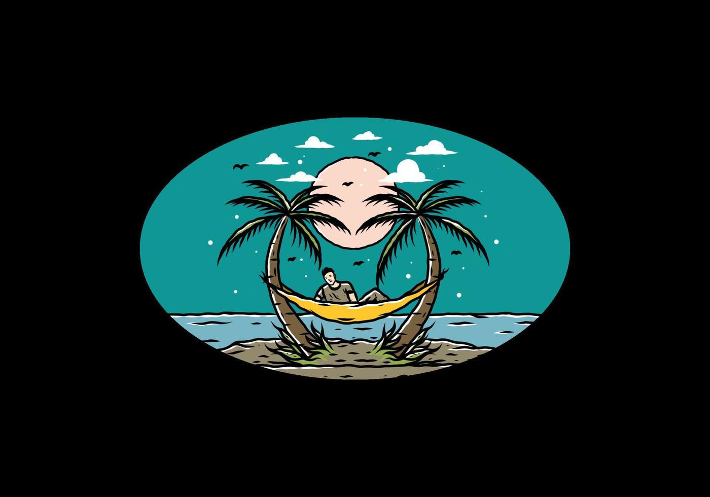 Relax on hammock on the beach illustration vector
