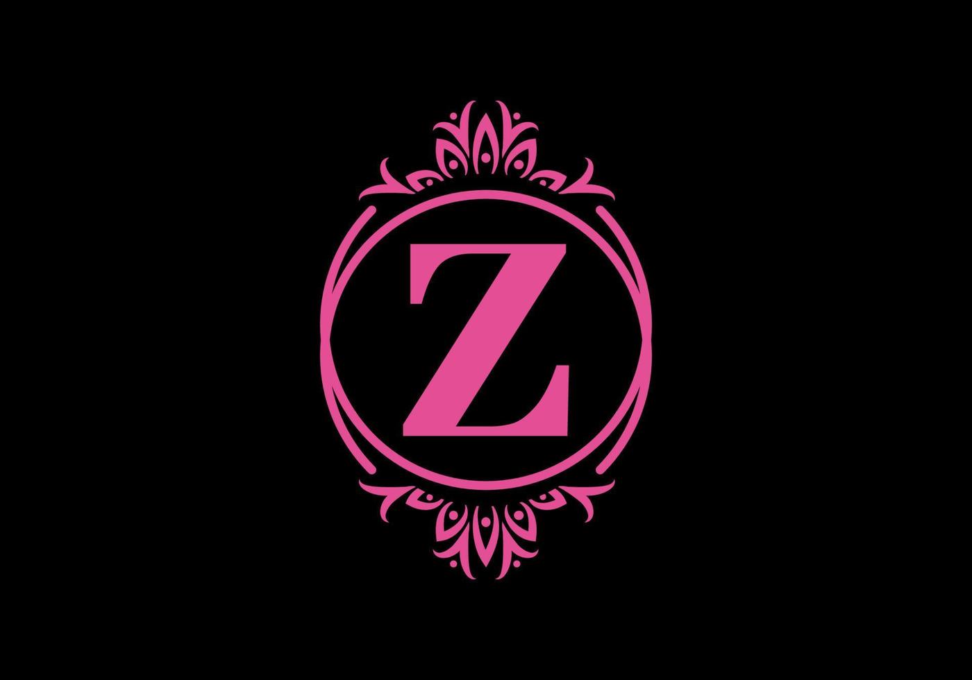 Pink black of Z initial letter in classic frame vector