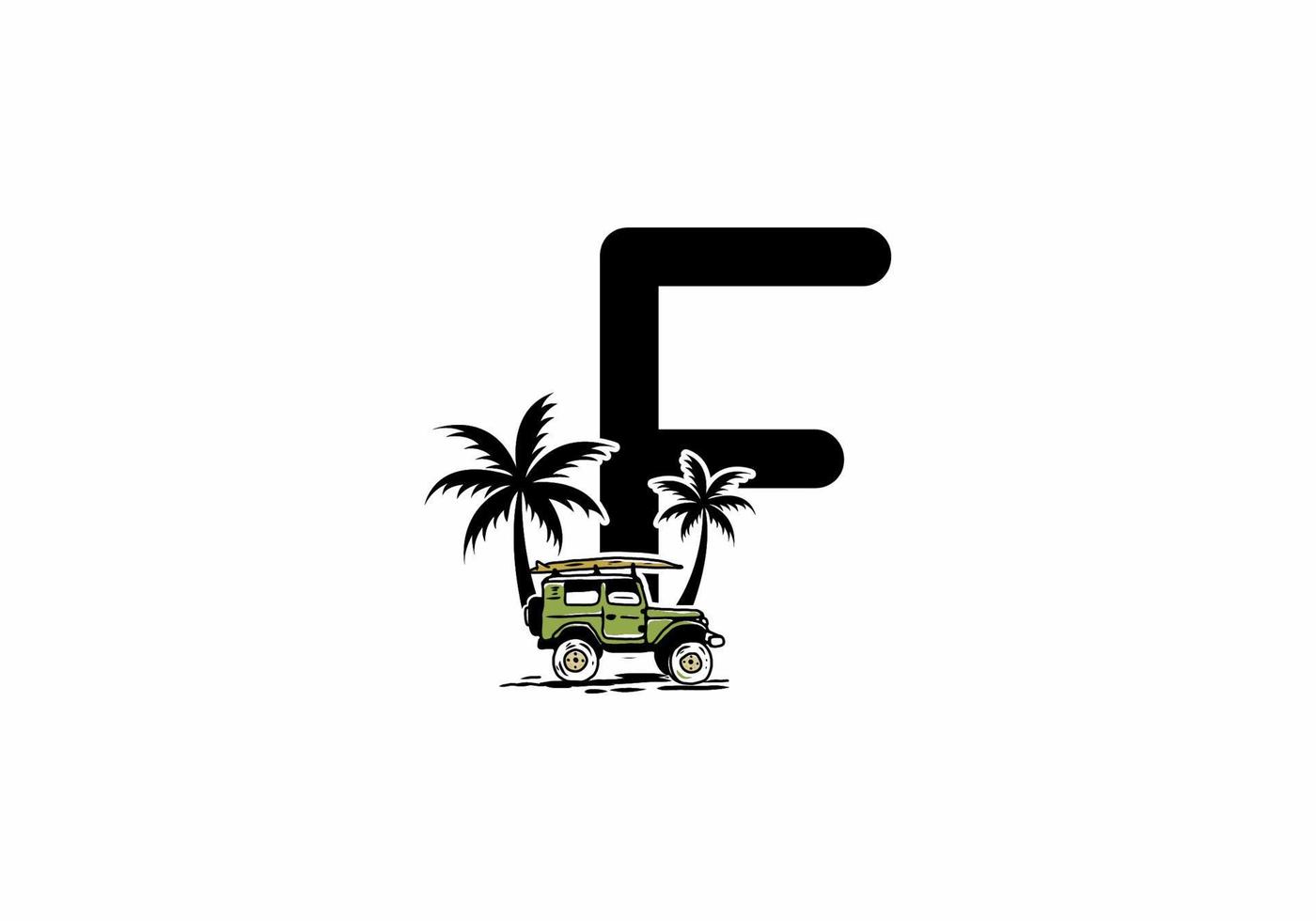 Off road car with F initial letter vector
