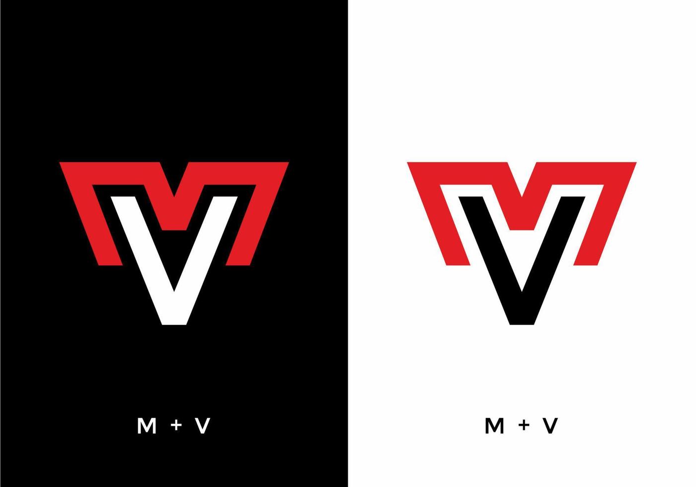 White black and red color of MV initial letter vector