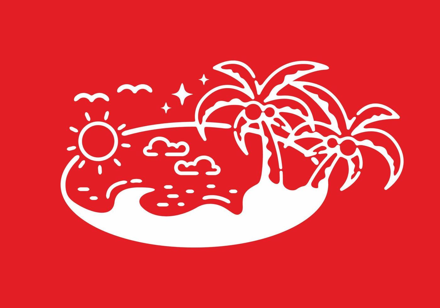 White and red summer beach illustration vector