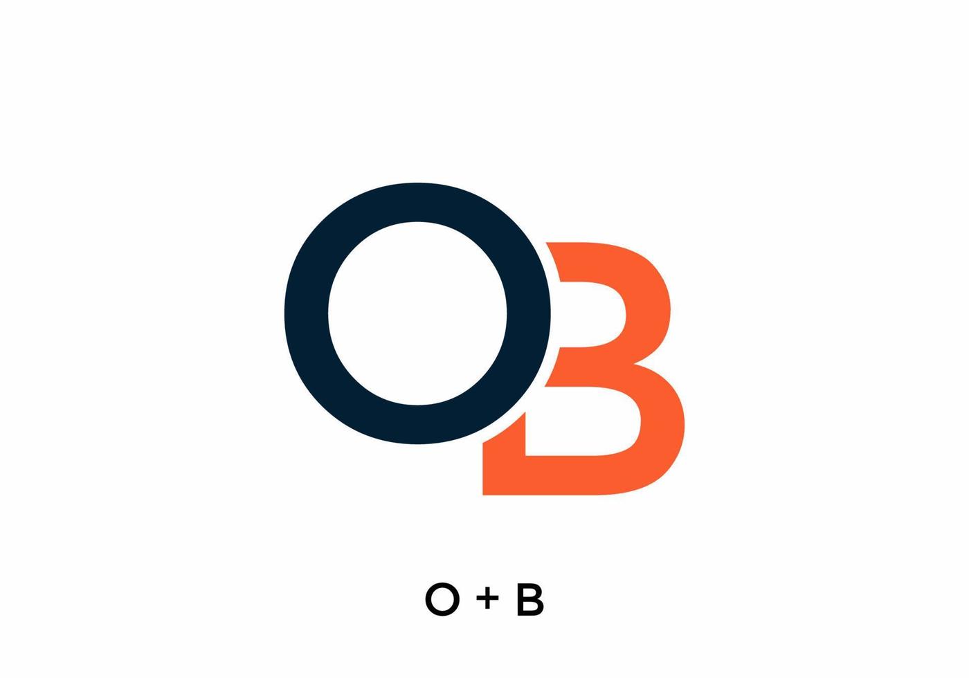 navy blue and orange color of OB initial letter vector