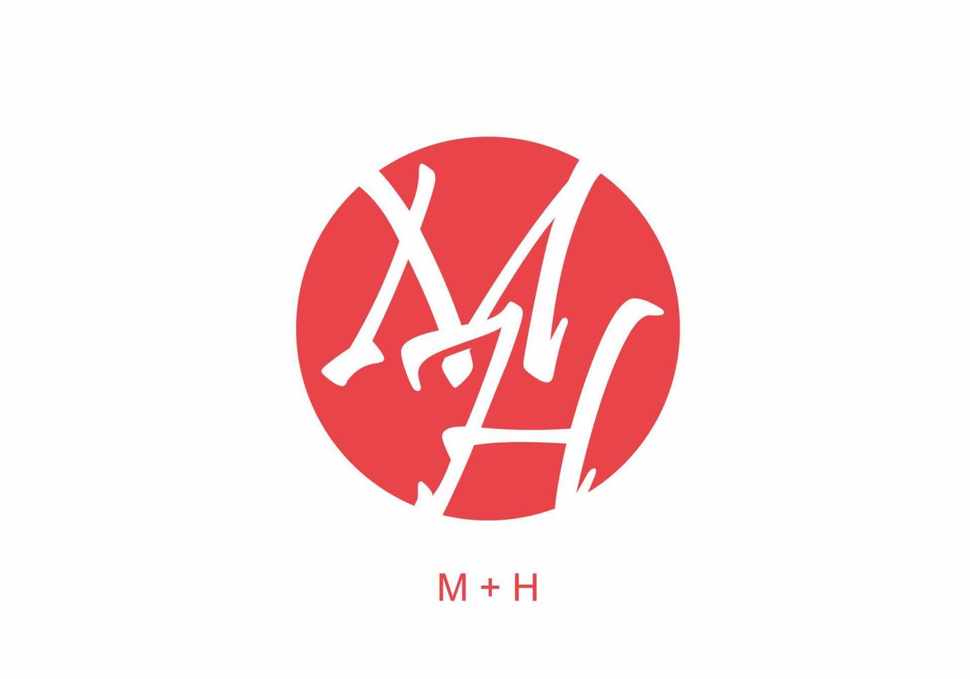 Red circle of MH initial letter text vector
