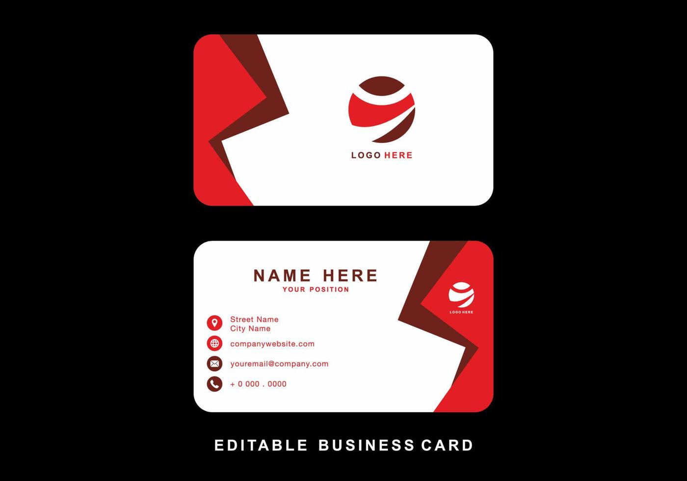 Red and white color of business card template vector