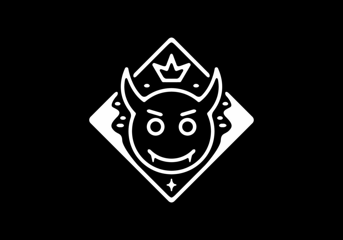 White and black illustration of devil head vector