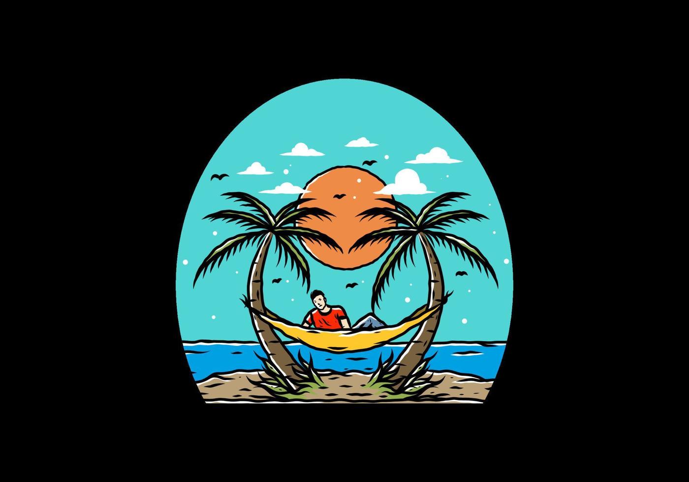 Relax on hammock on the beach illustration vector