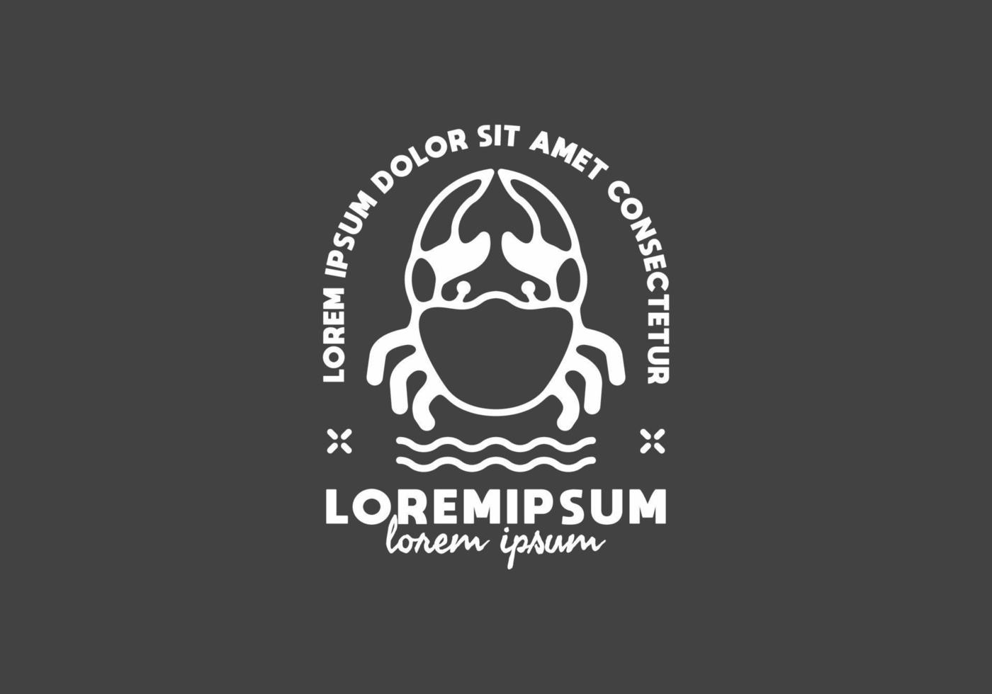 White color of crab line art illustration with lorem ipsum text vector