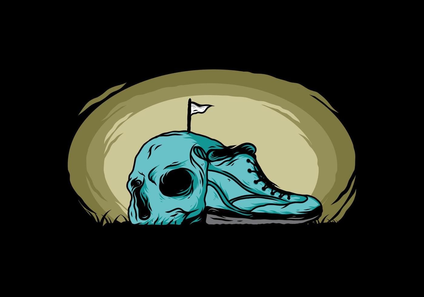 Outdoor boots and skull illustration vector