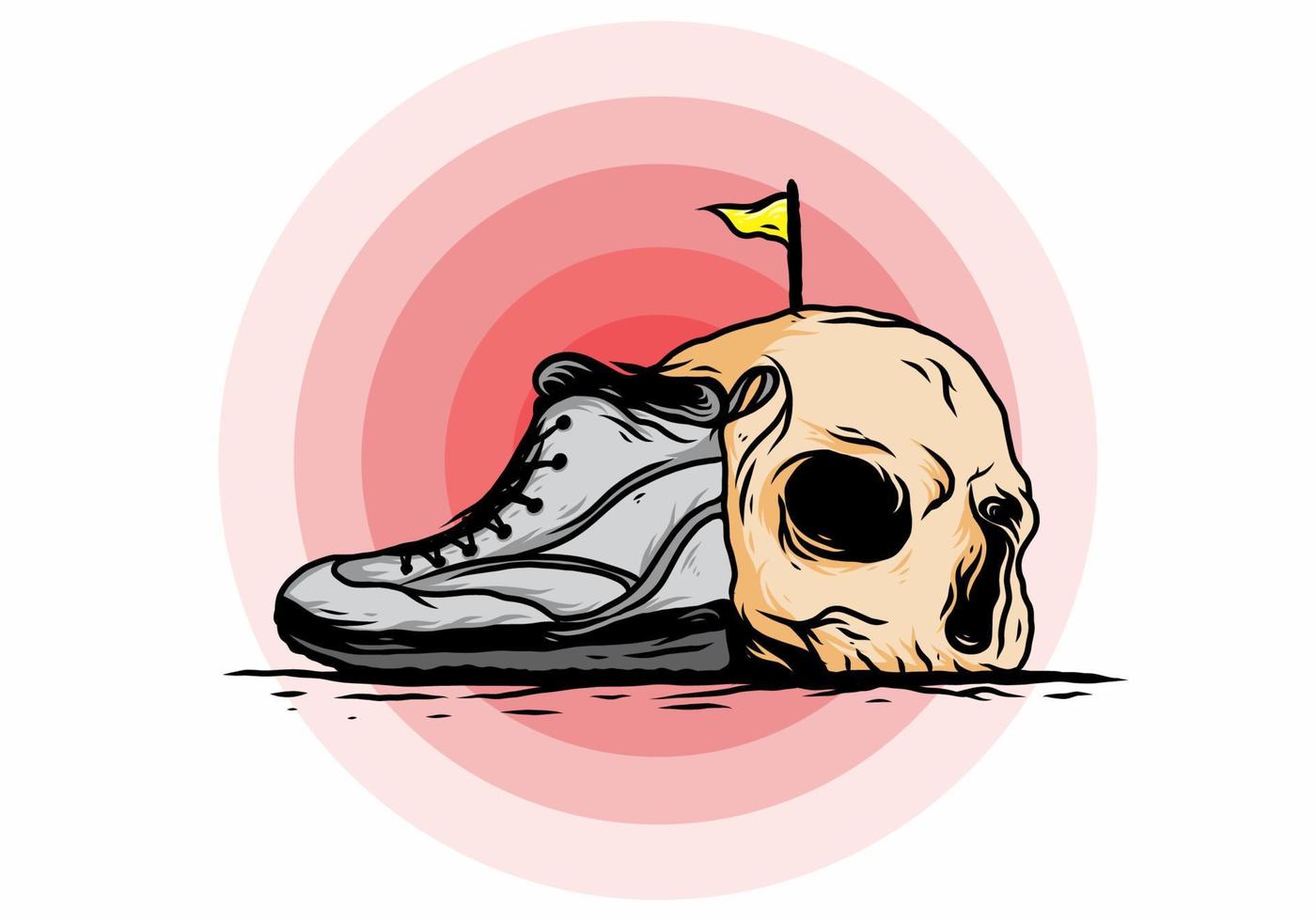 Outdoor boots and skull illustration vector