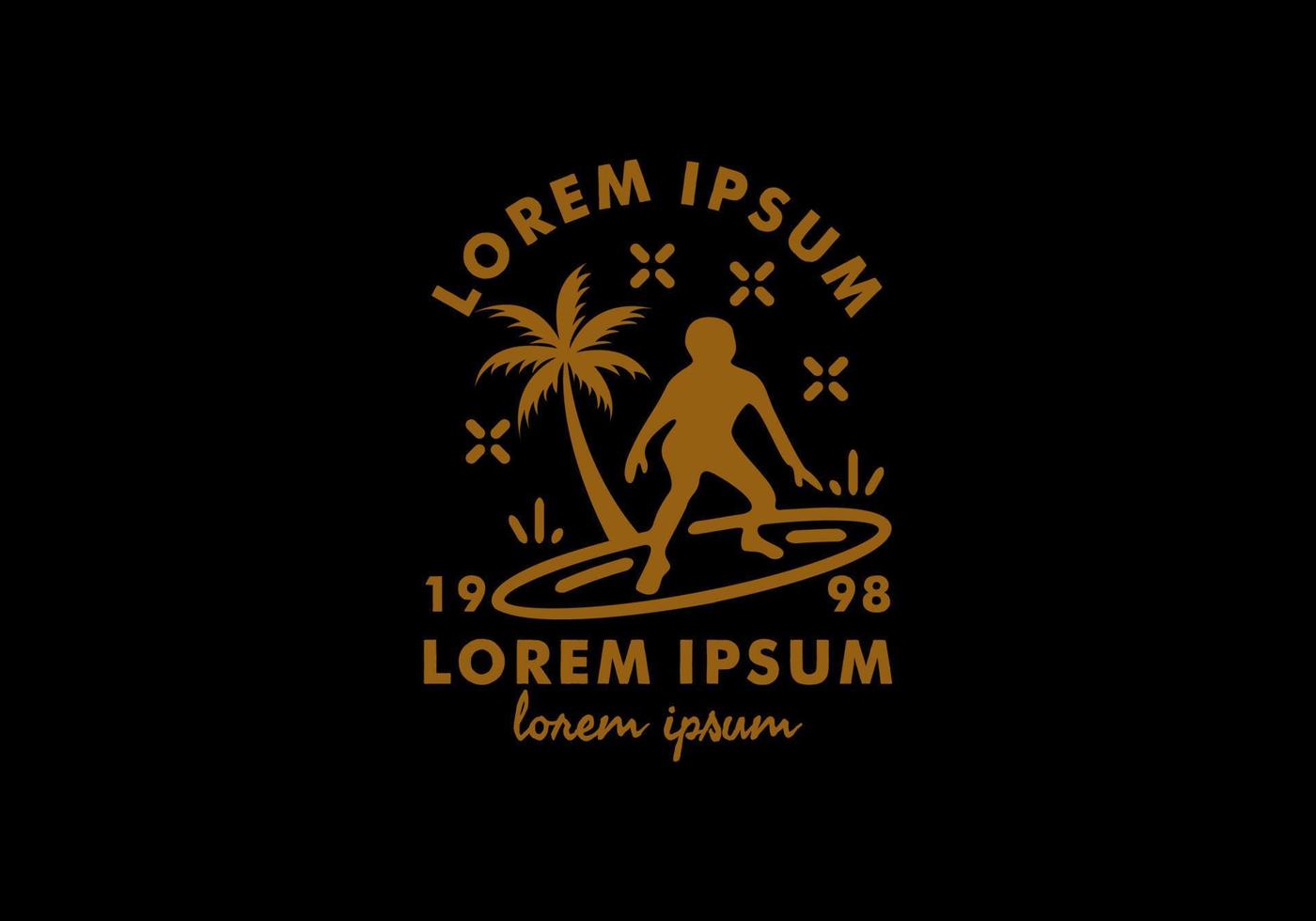 Surfing logo line art with lorem ipsum text vector