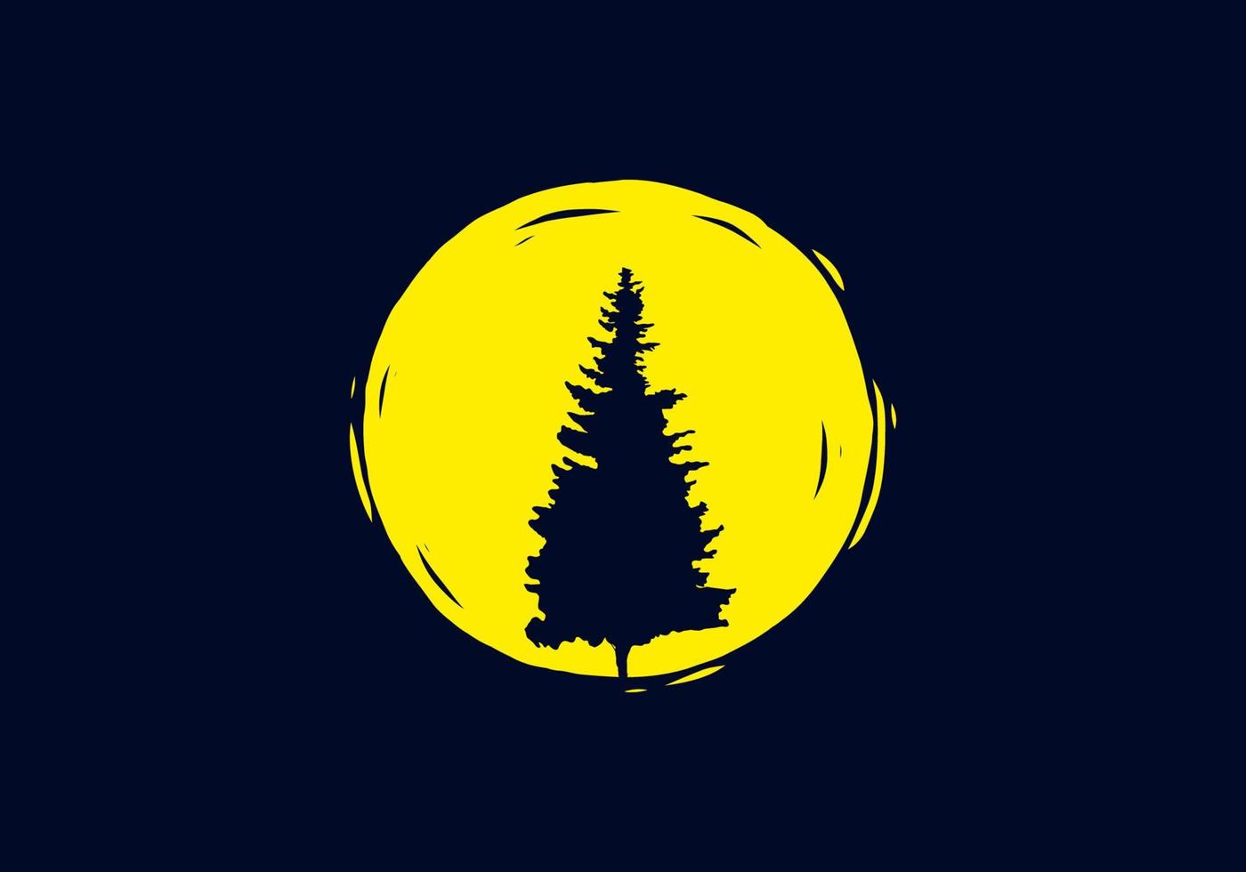Pine tree in front of the moon vector