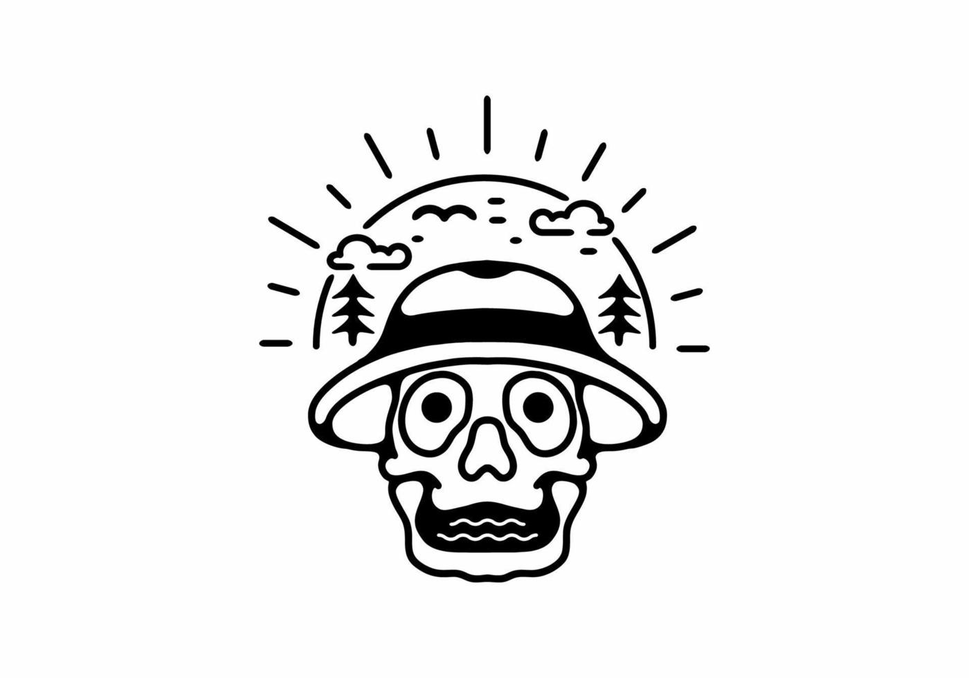 Summer vibes skeleton head line art illustration vector
