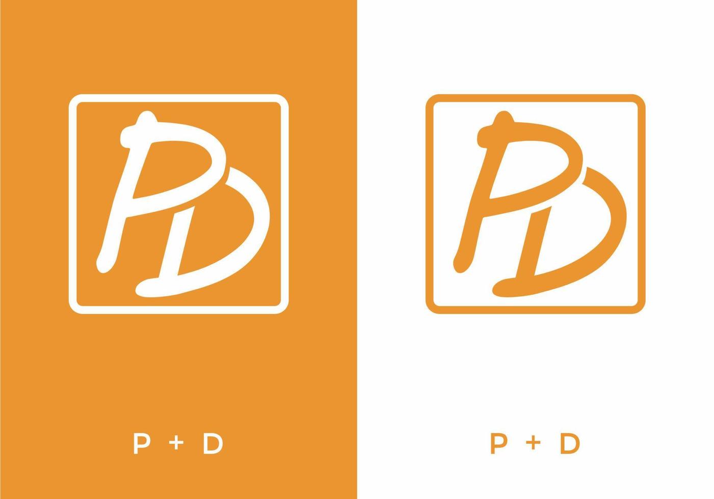 color naranja y blanco de la letra inicial pd vector