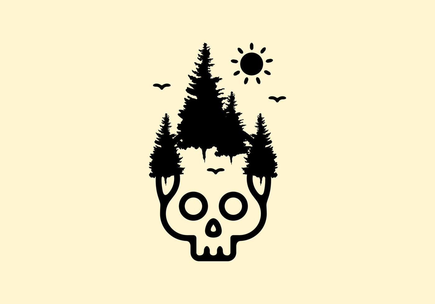 Skull head with pine trees vector