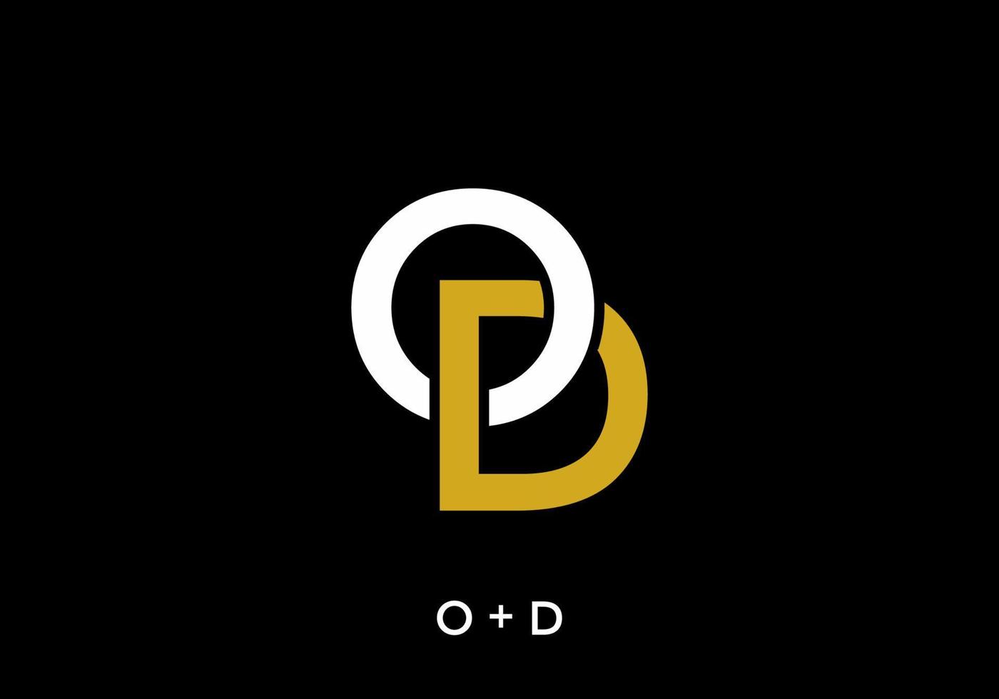White and gold color of OD initial letter vector