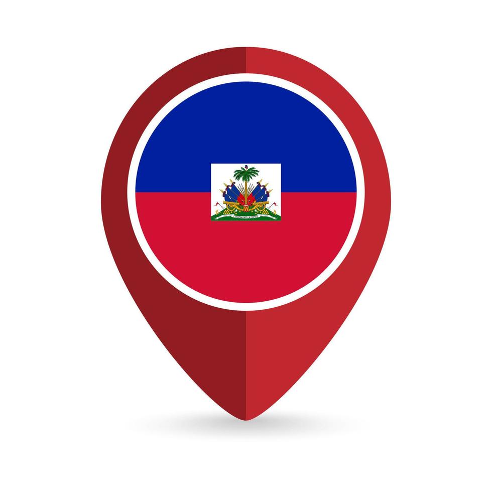 Map pointer with contry Haiti. Haiti flag. Vector illustration.