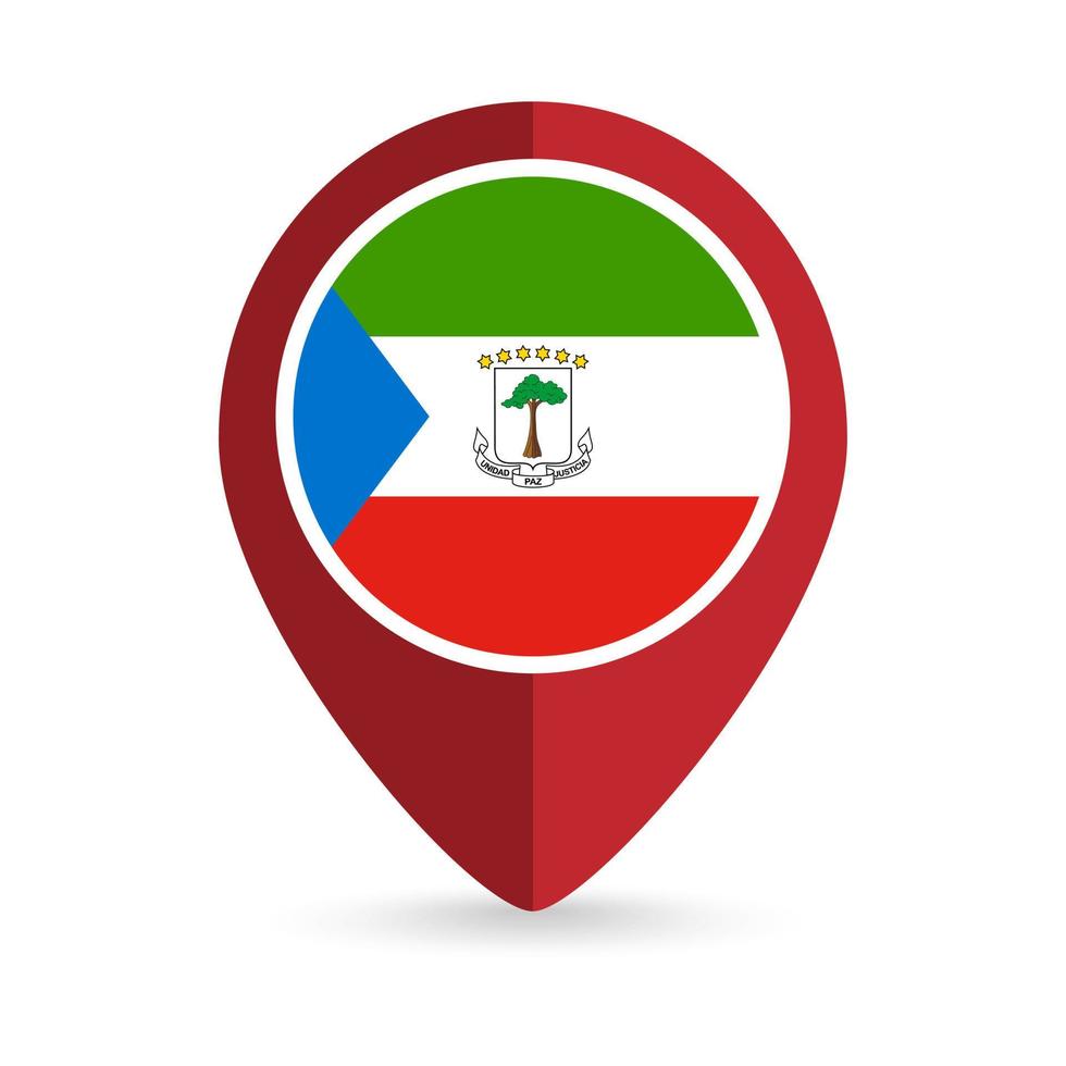 Map pointer with contry Equatorial Guinea. Equatorial Guinea flag. Vector illustration.