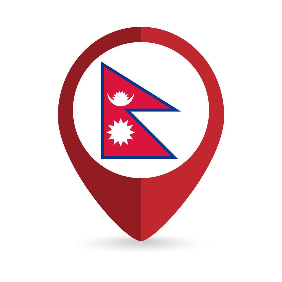 puntero del mapa con país nepal. bandera nepalí ilustración vectorial vector